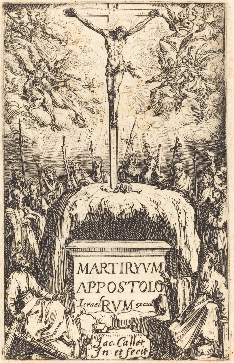 Titelside til "Apostlenes martyrdomme" af Jacques Callot