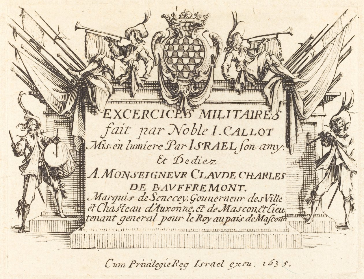 Titelside for "De militære øvelser" af Jacques Callot