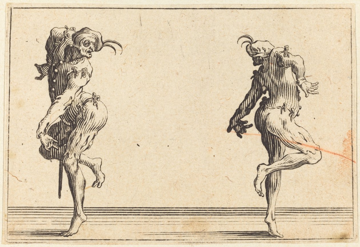 To Pantaloons danser, ca. 1622. af Jacques Callot