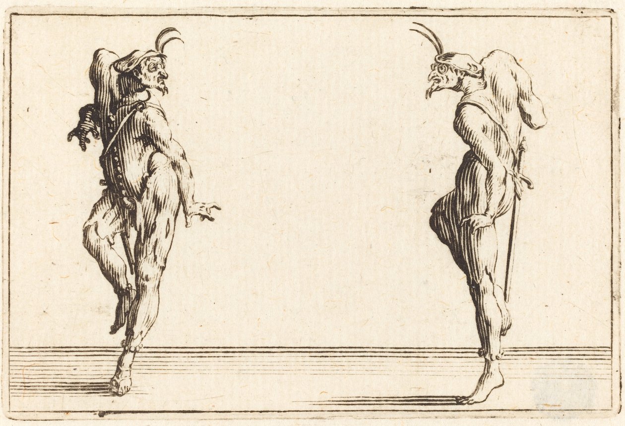 To Pantaloons danser, ca. 1622. af Jacques Callot