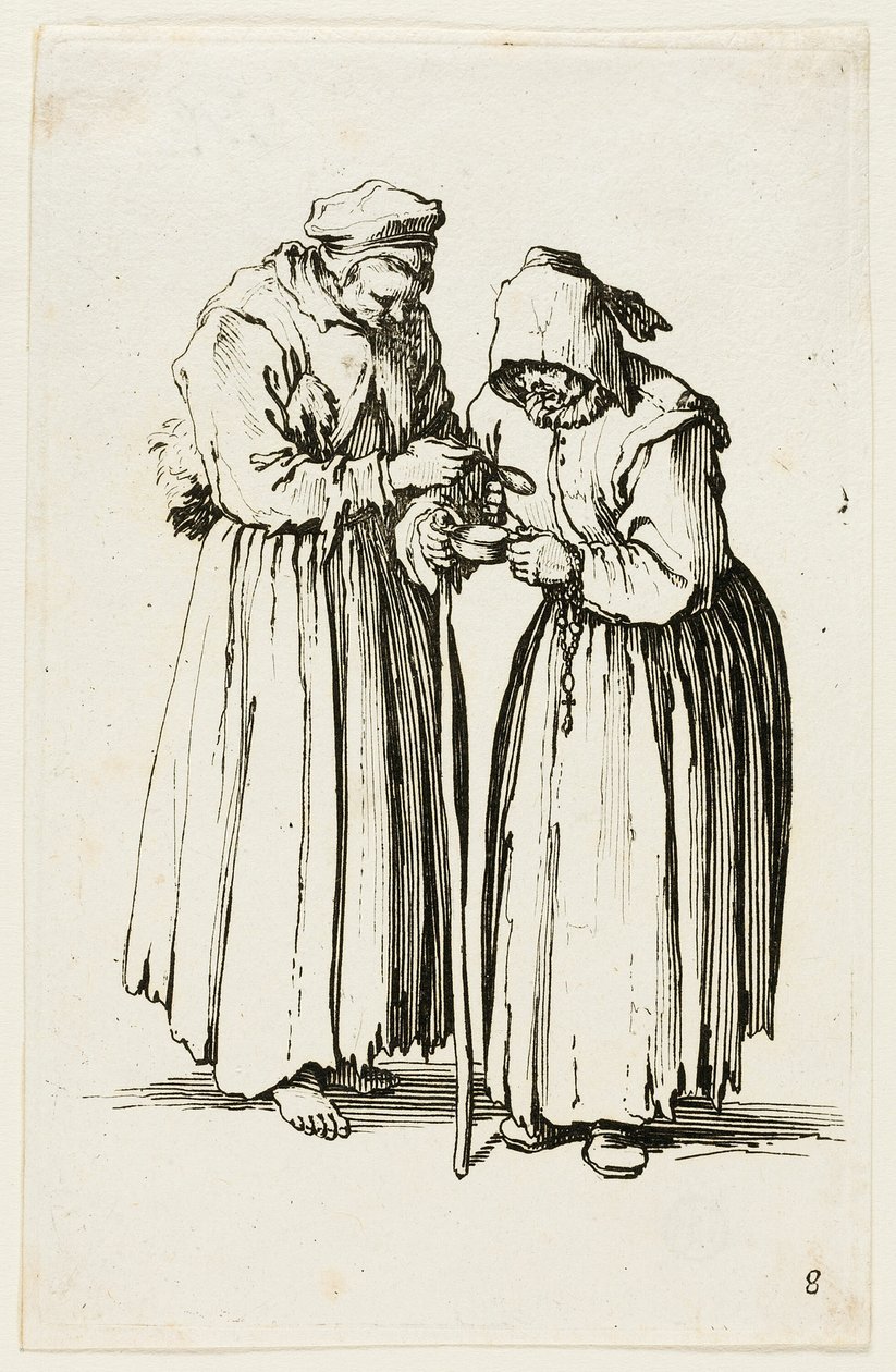 Two Women Beggars, tallerken otte fra The Beggars af Jacques Callot