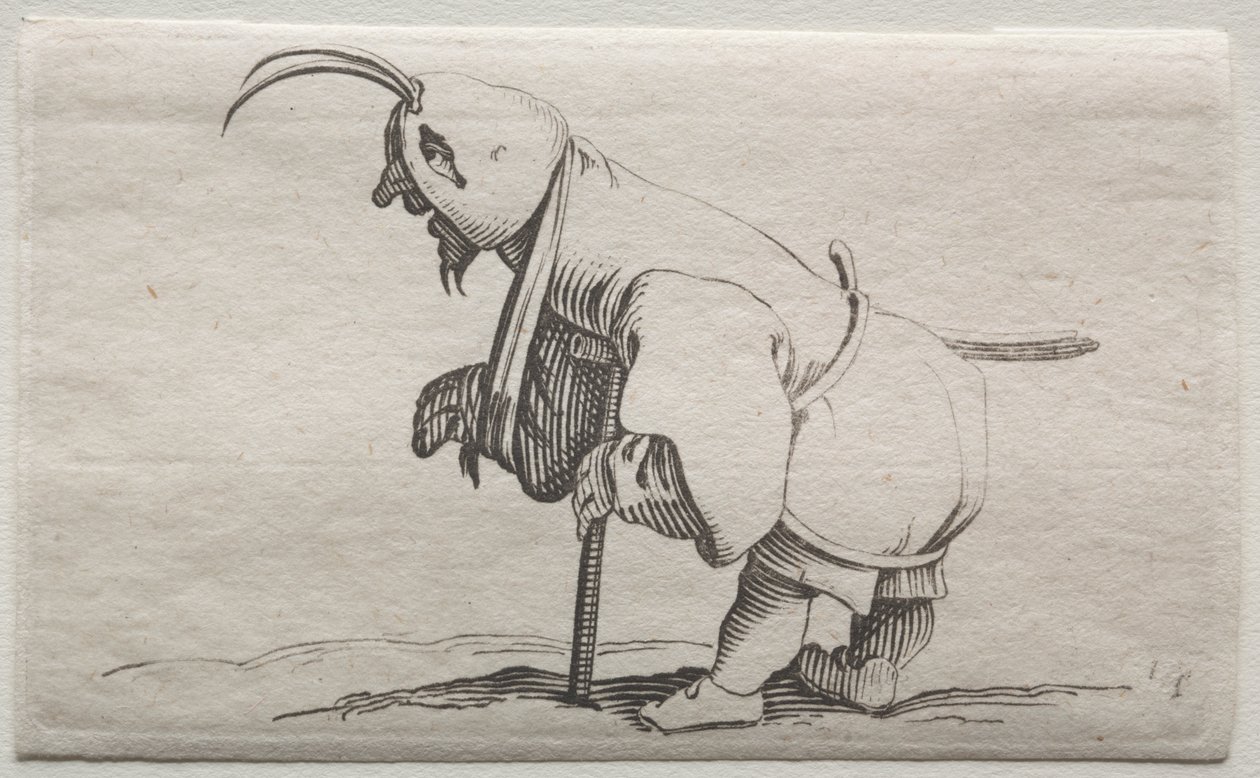 Forskellige pukkelryggede figurer af Iacopo Callot (krøbling med hætte) af Jacques Callot