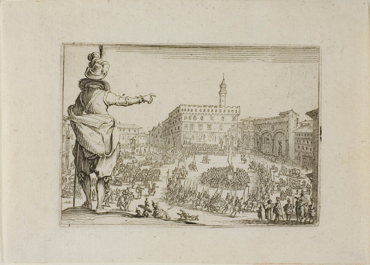 Udsigt over Piazza Signoria fra The Caprices af Jacques Callot