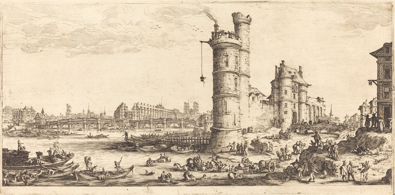 Udsigt over Pont Neuf af Jacques Callot
