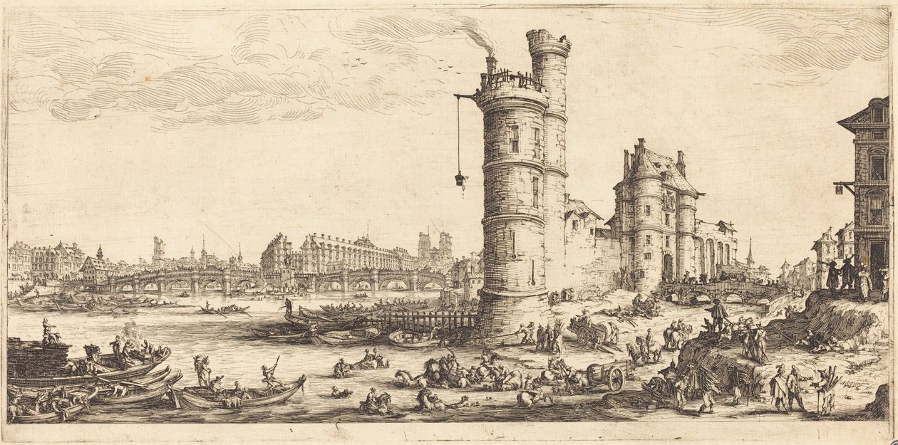 Udsigt over Pont Neuf af Jacques Callot