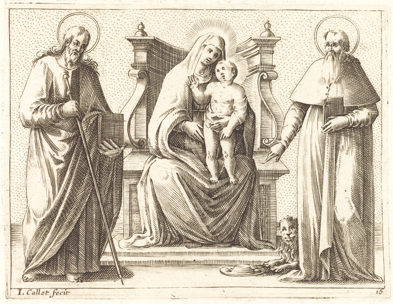 Jomfru og barn med de hellige James og Hieronymus af Jacques Callot