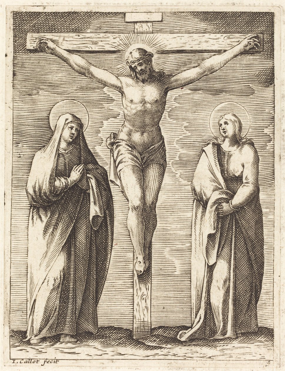 Jomfru Maria og Johannes ved foden af korset af Jacques Callot