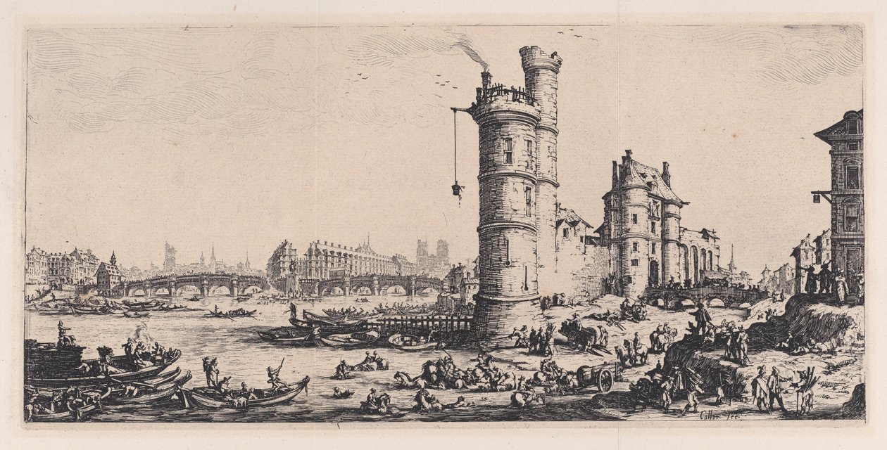 Udsigt over Pont-Neuf (View of the Pont-Neuf), fra »Les Deux Grandes Vues de Paris« (De to store udsigter over Paris) af Jacques Callot