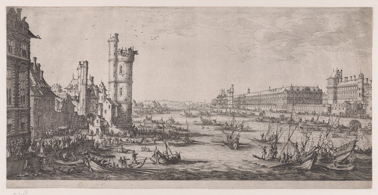 Udsigt over Louvre, fra «De to store udsigter over Paris» af Jacques Callot