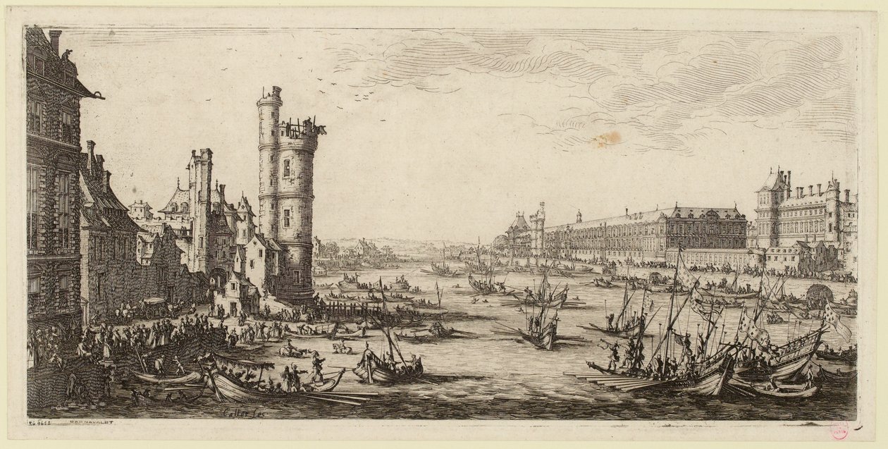 Udsigt over Louvre og den tidligere Porte de Nesle (IFF 667). af Jacques Callot
