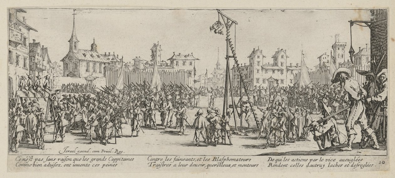Vippegalgen, blad 10 i serien »Krigens rædsler« af Jacques Callot
