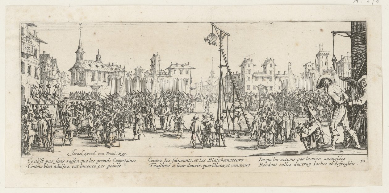 Vippegalgen, blad 10 i serien »Krigens rædsler« af Jacques Callot