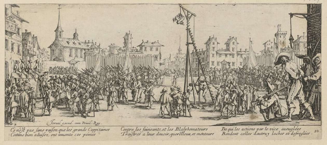 Vippegalgen, blad 10 i serien »Krigens rædsler« af Jacques Callot