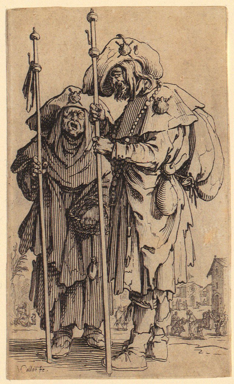 To pilgrimme, tavle 3 fra serien «Tiggerne» af Jacques Callot