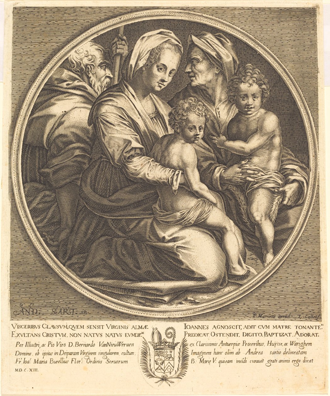 Den hellige familie af Jacques Callot after Andrea del Sarto