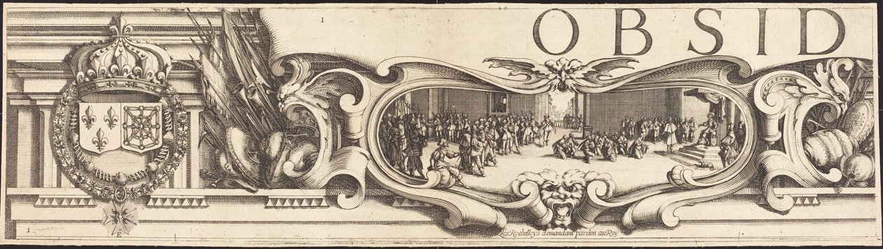 Belejringen af La Rochelle [plade 1 af 16; sæt omfatter 1952.8.97-112] af Jacques Callot and Abraham Bosse