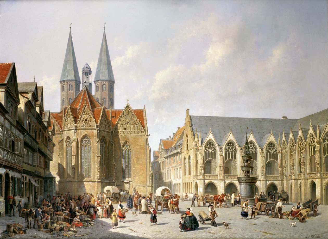 The Old Town Market Square, Brunswick, 1890 af Jacques Carabain