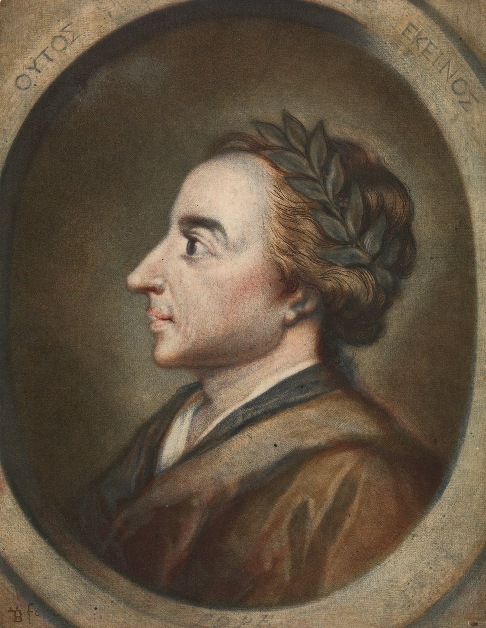 Alexander Pope, digter 1744 af Jacques Christophe Le Blon