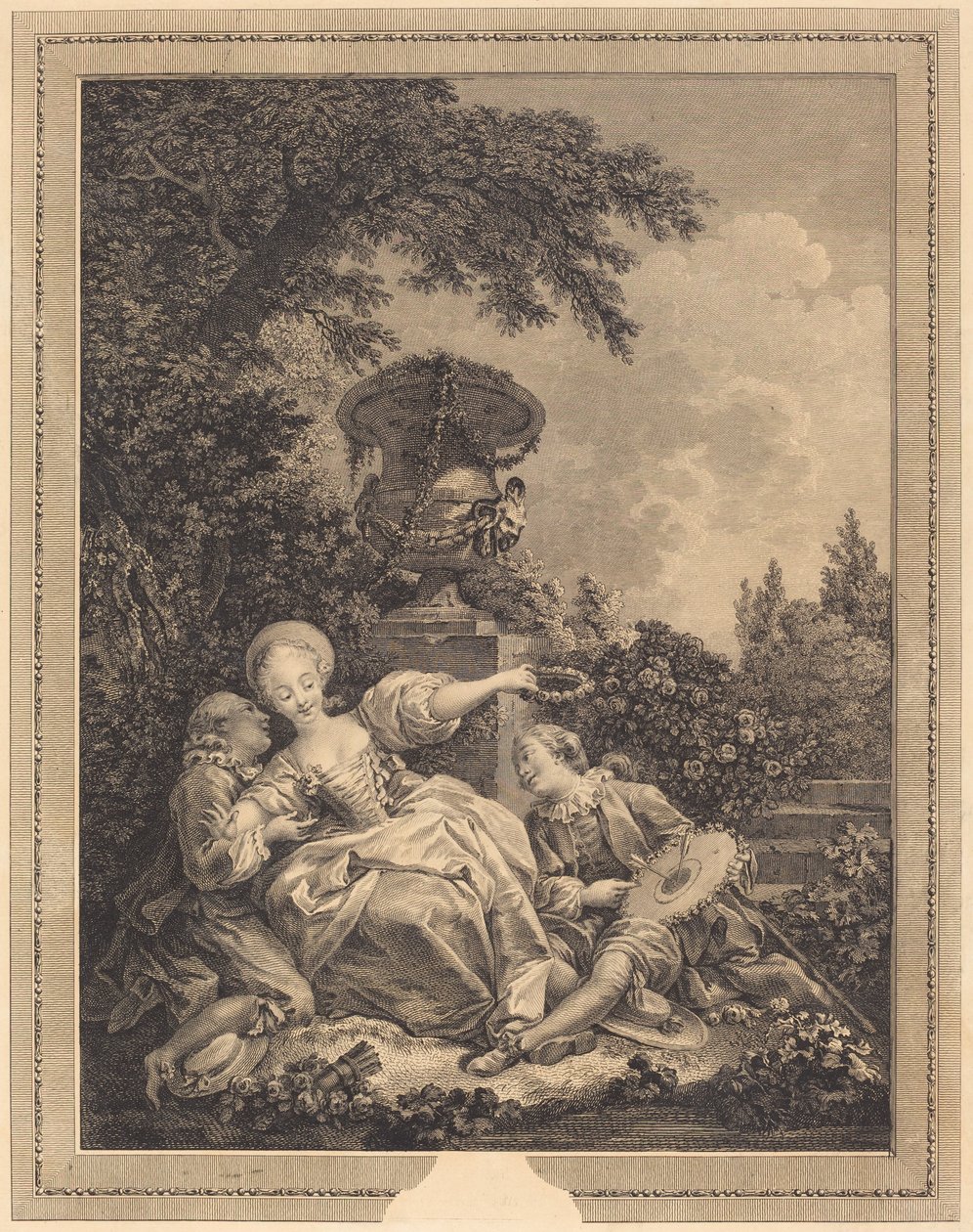 Koketten er færdig af Jacques Couché and Jean Dambrun after Jean Honoré Fragonard