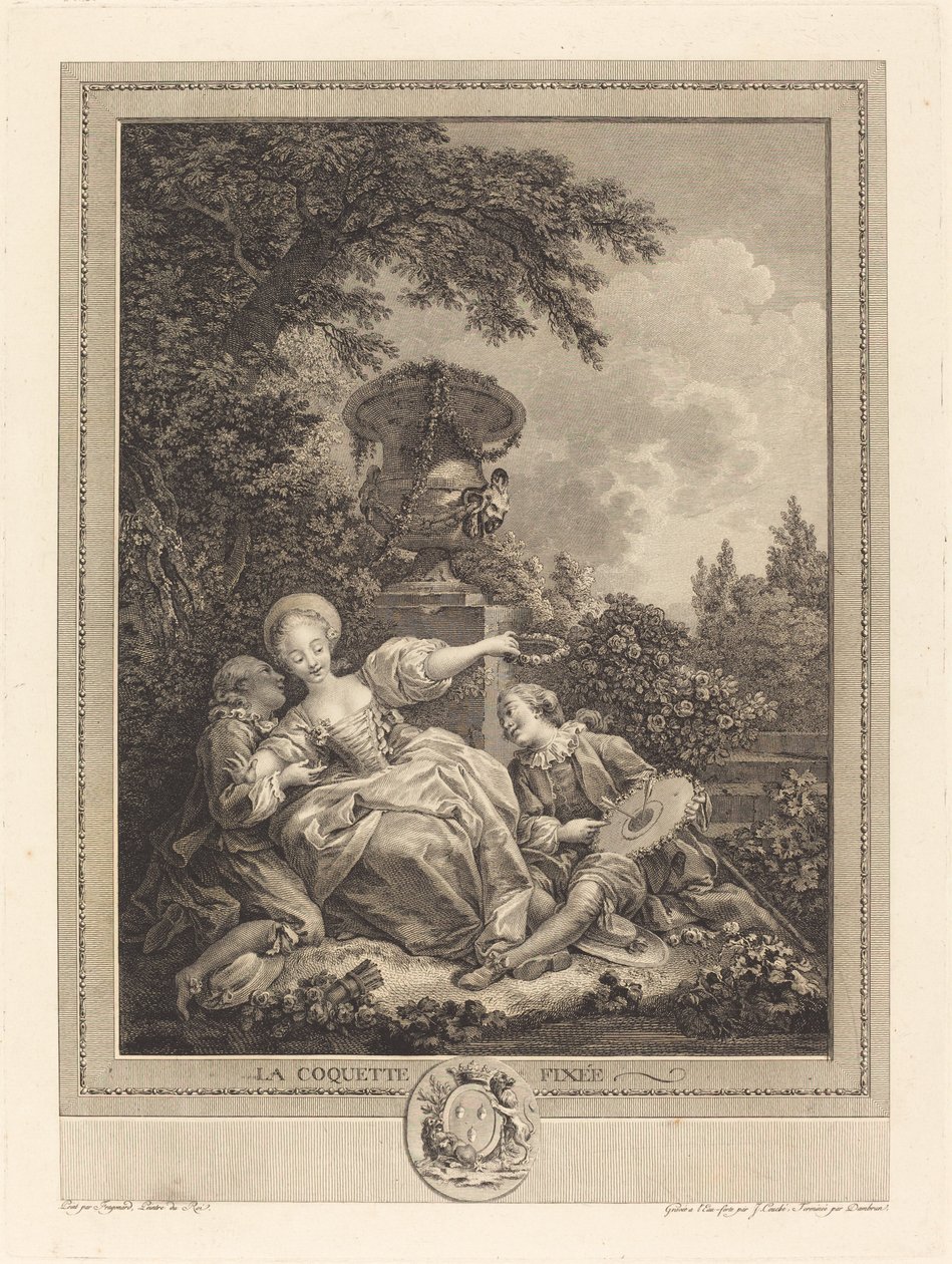 Koketten er færdig af Jacques Couché and Jean Dambrun after Jean Honoré Fragonard