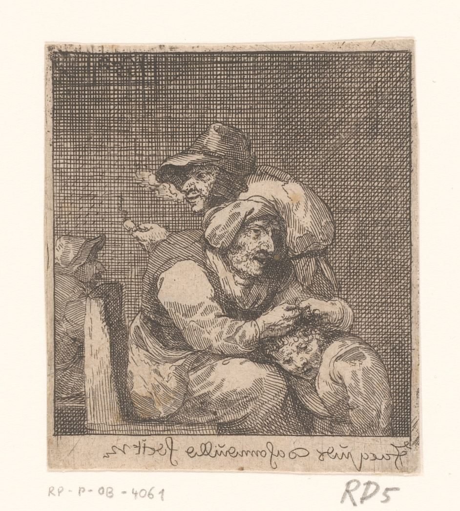 Aflusning af et barn af en gammel kvinde af Jacques Dassonville (attributed to)