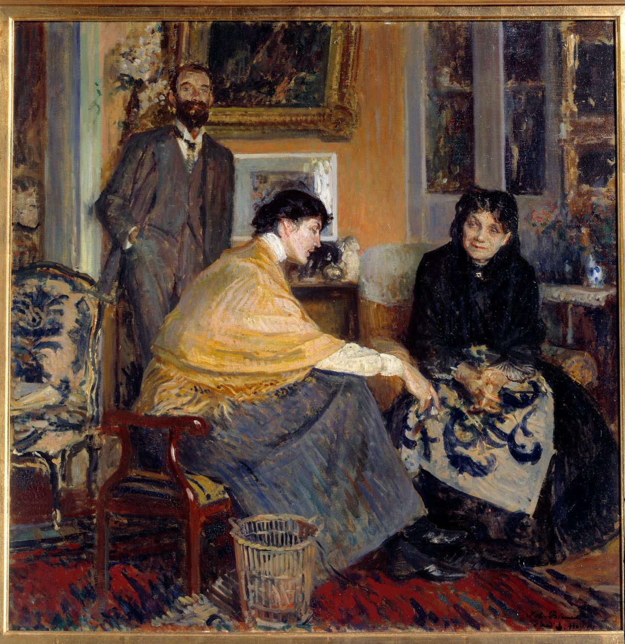 Fru Ludovic Halevy, hendes søn forfatteren Elie Halevy (1870-1937) og Florence Halevy Maleri af Jacques Emile (Jacques-Emile) Blanche (1861-1942) Privatsamling fra det 20. århundrede af Jacques Emile Blanche
