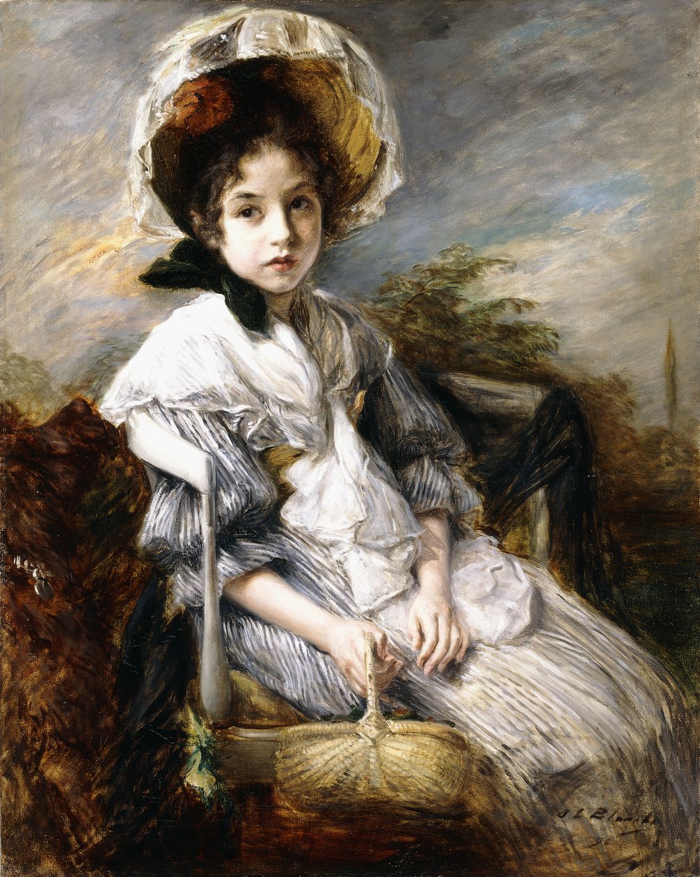 Portræt af en ung pige, der sidder i et landskab, af Jacques Emile Blanche
