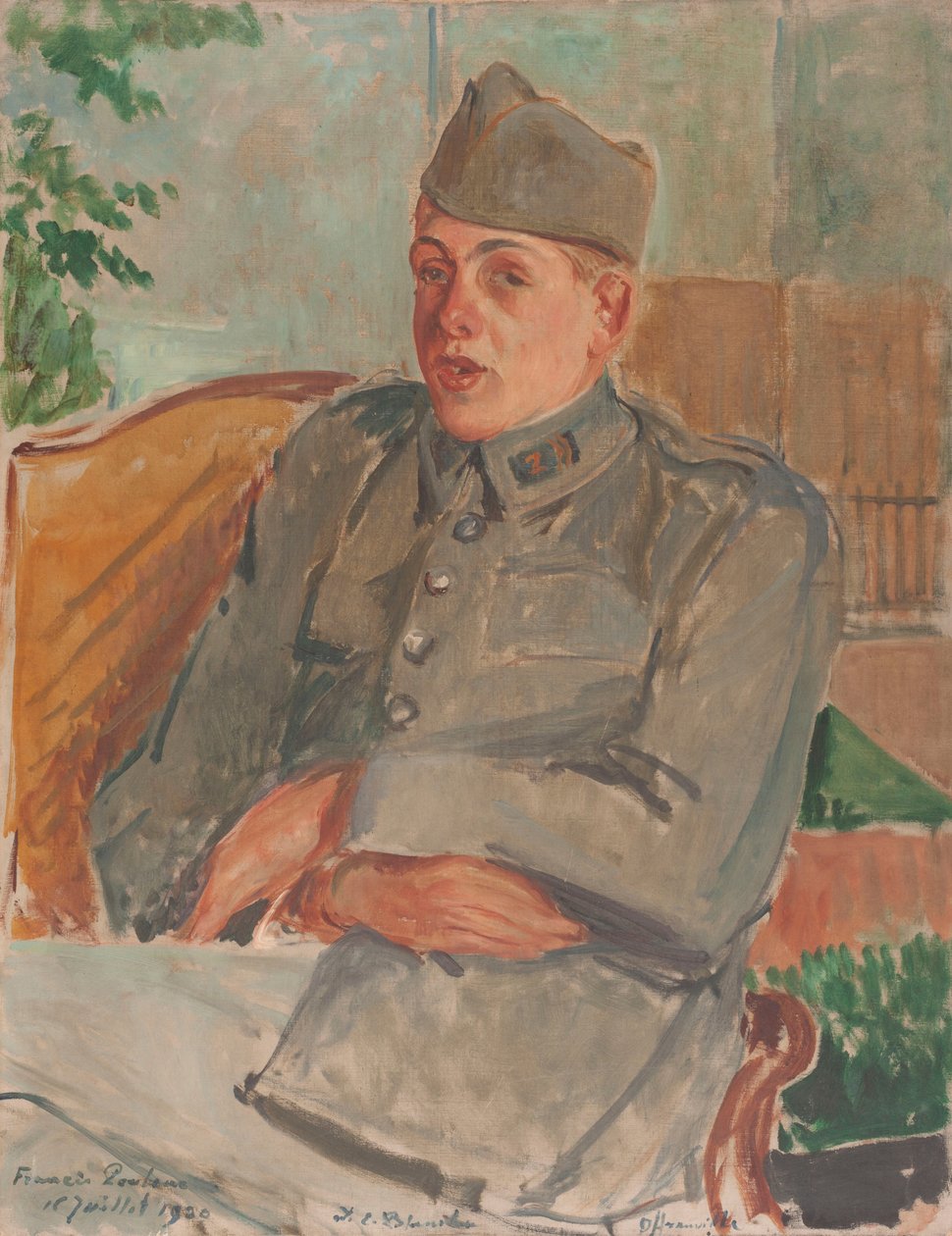Portræt af pianisten og komponisten Francis Poulenc 1899-1963, 1920. af Jacques Emile Blanche