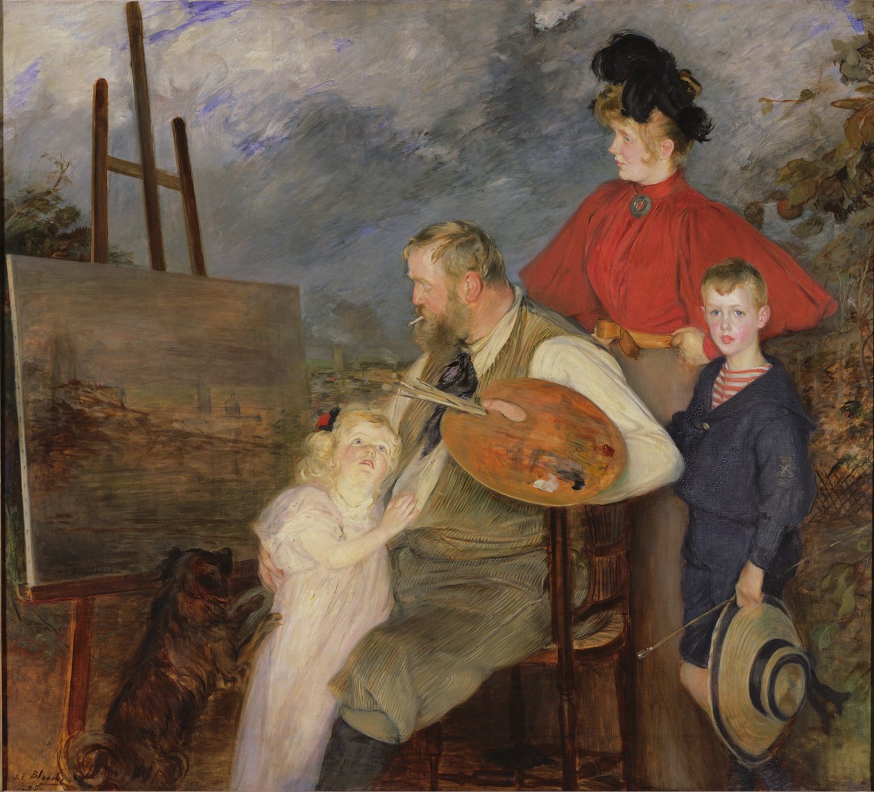 Maleren Thaulow og hans børn, eller familien Thaulow, 1895 af Jacques Emile Blanche