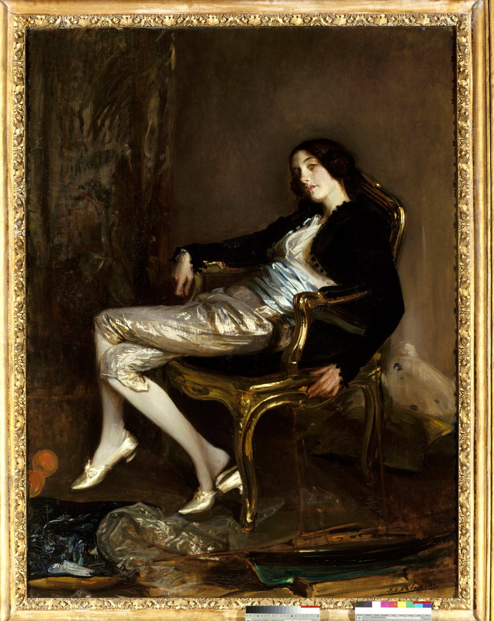 Cherubin (Cherubino) af Mozart. Karakter af operaen "Figaros bryllup" (Le Nozze di Figaro) af Wolfgang Amadeus Mozart (1756-1791). Maleri af Jacques Emile (Jacques-Emile) Blanche (1861-1942) af Jacques Emile Blanche