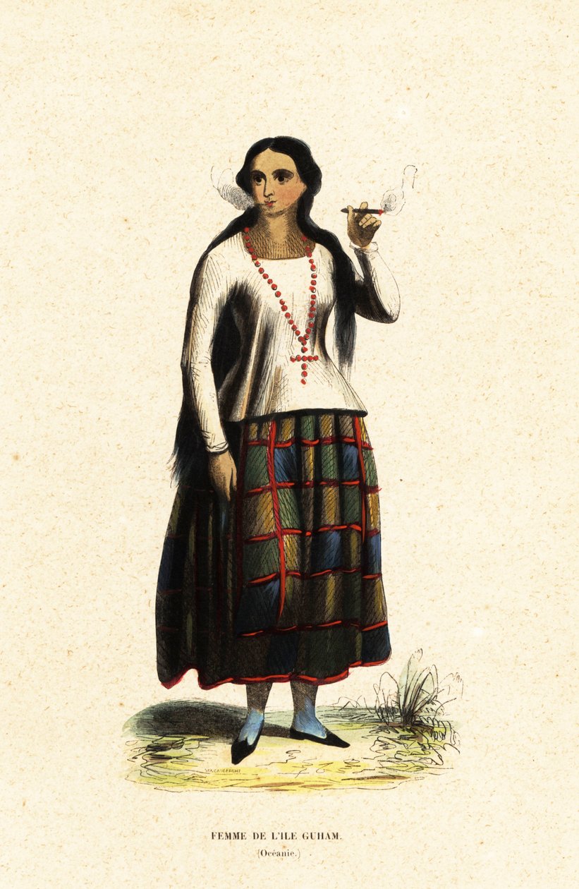 Chamorro kvinde fra øen Guam, Mariana Islands, Mikronesien af Jacques Etienne Victor (after) Arago