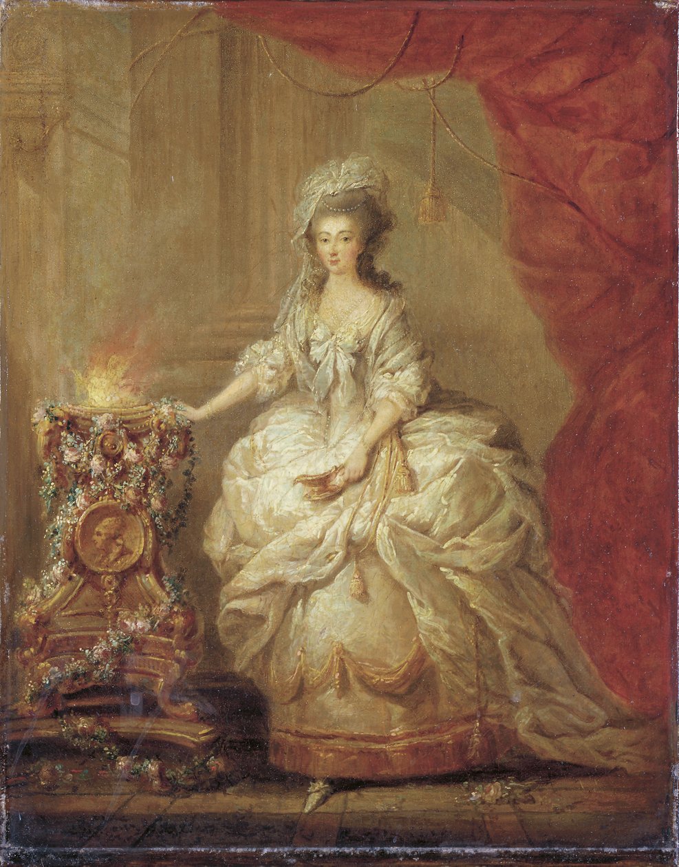 Portræt af en dame, klædt ud som en vestal jomfru, siges at være Marie-Antoinette af Jacques Fabien Gautier dAgoty