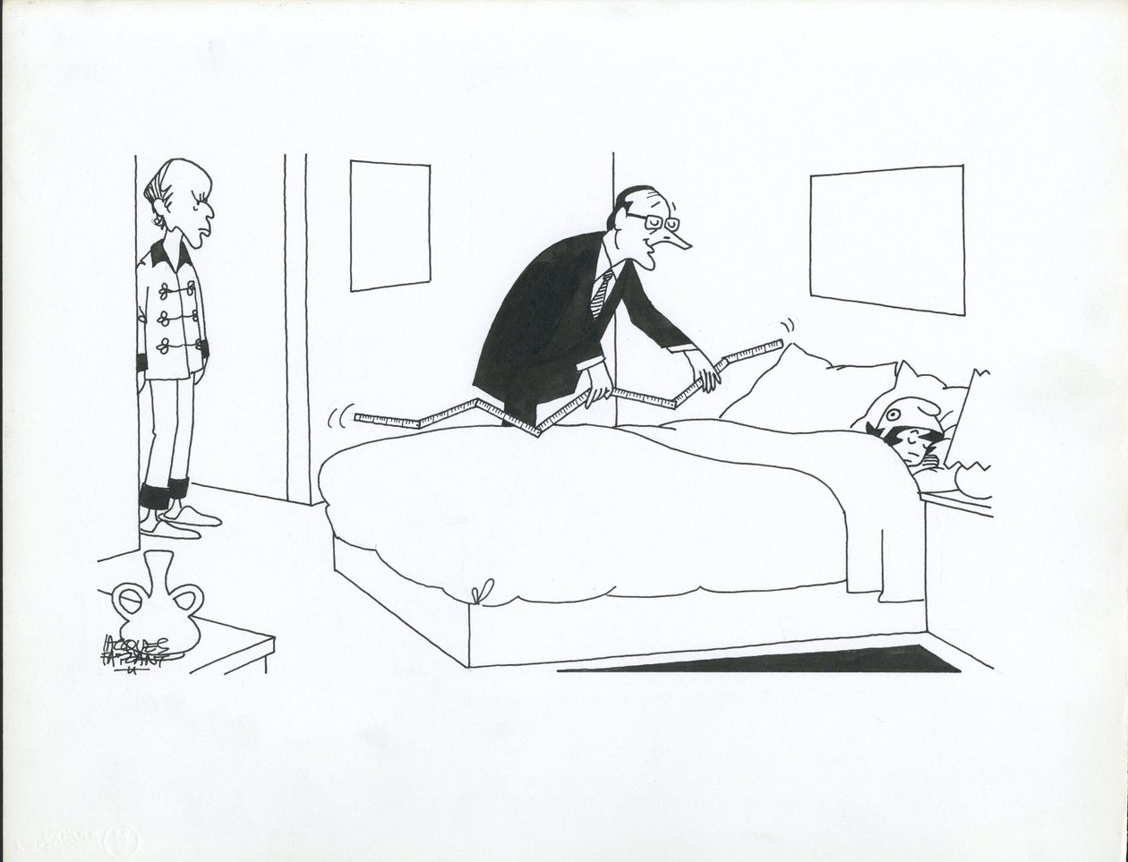 Le Figaro, satire i sort/hvid af Jacques Faizant