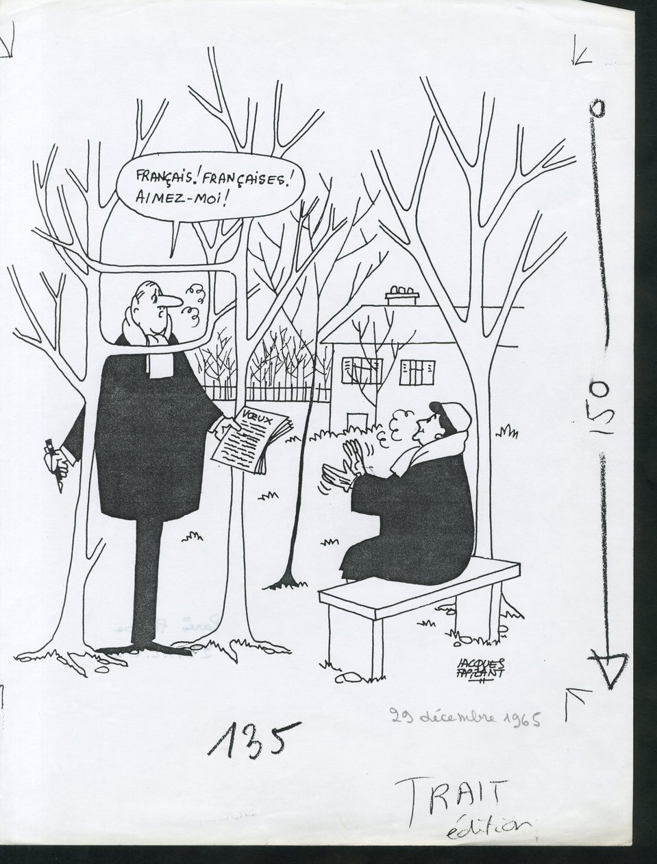 Paris-Presse, Satirisk i B  W af Jacques Faizant