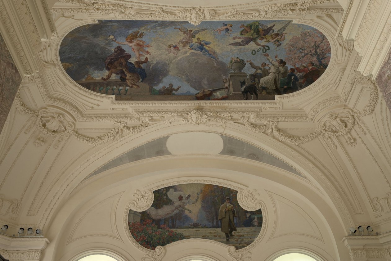Décoration du pavillon Nord du Petit Palais - Le triomphe de Paris (loft) - Paris, capitale intellectuelle (Demi-coupole), mellem 1913 og 1919 (olie) af Jacques Fernand Humbert