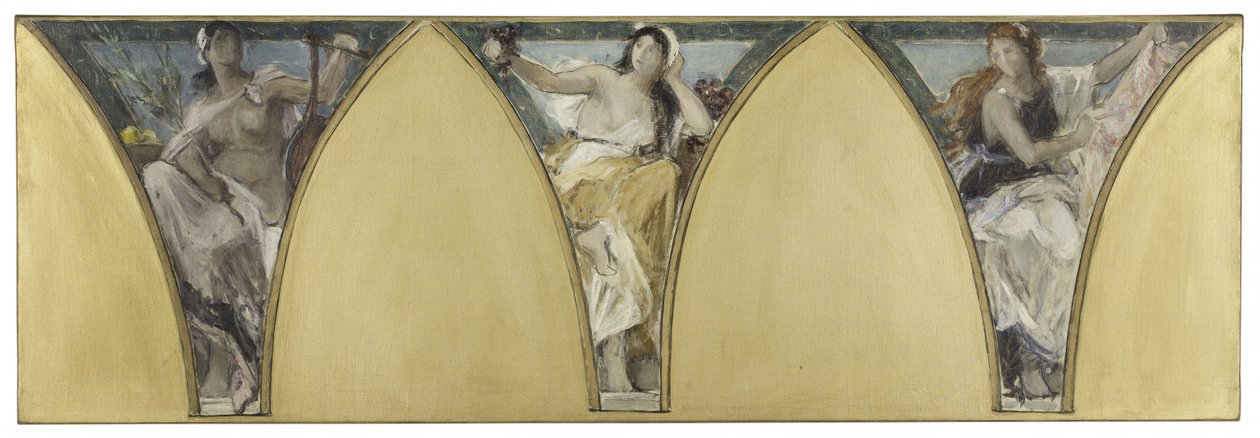 Skitse til rådhuset i Paris: Languedoc. Gascogne. Lyonnais, ca. 1888 (olie på lærred) af Jacques Fernand Humbert