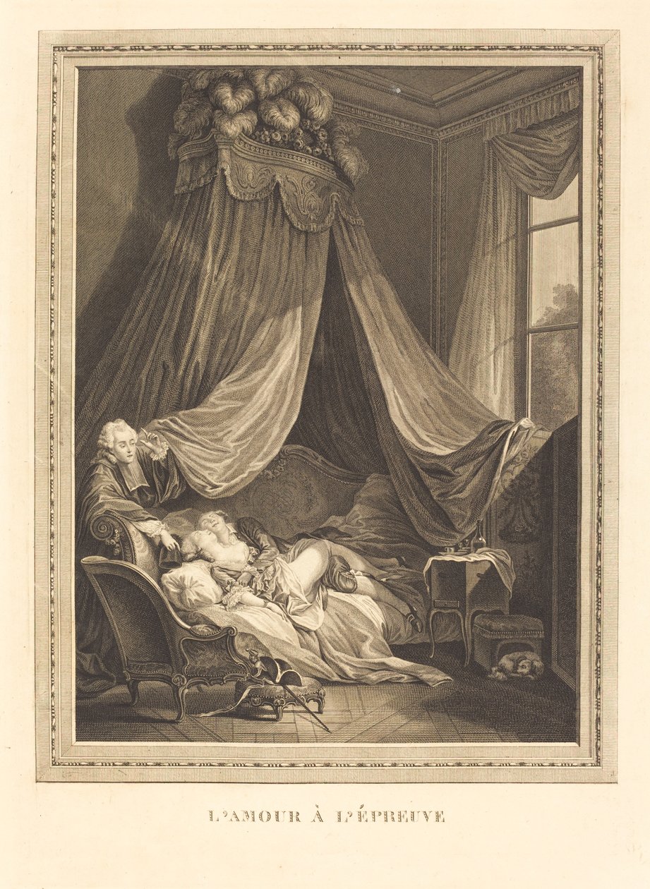 Kærlighed til testen af Jacques Firmin Beauvarlet after Pierre Antoine Baudouin