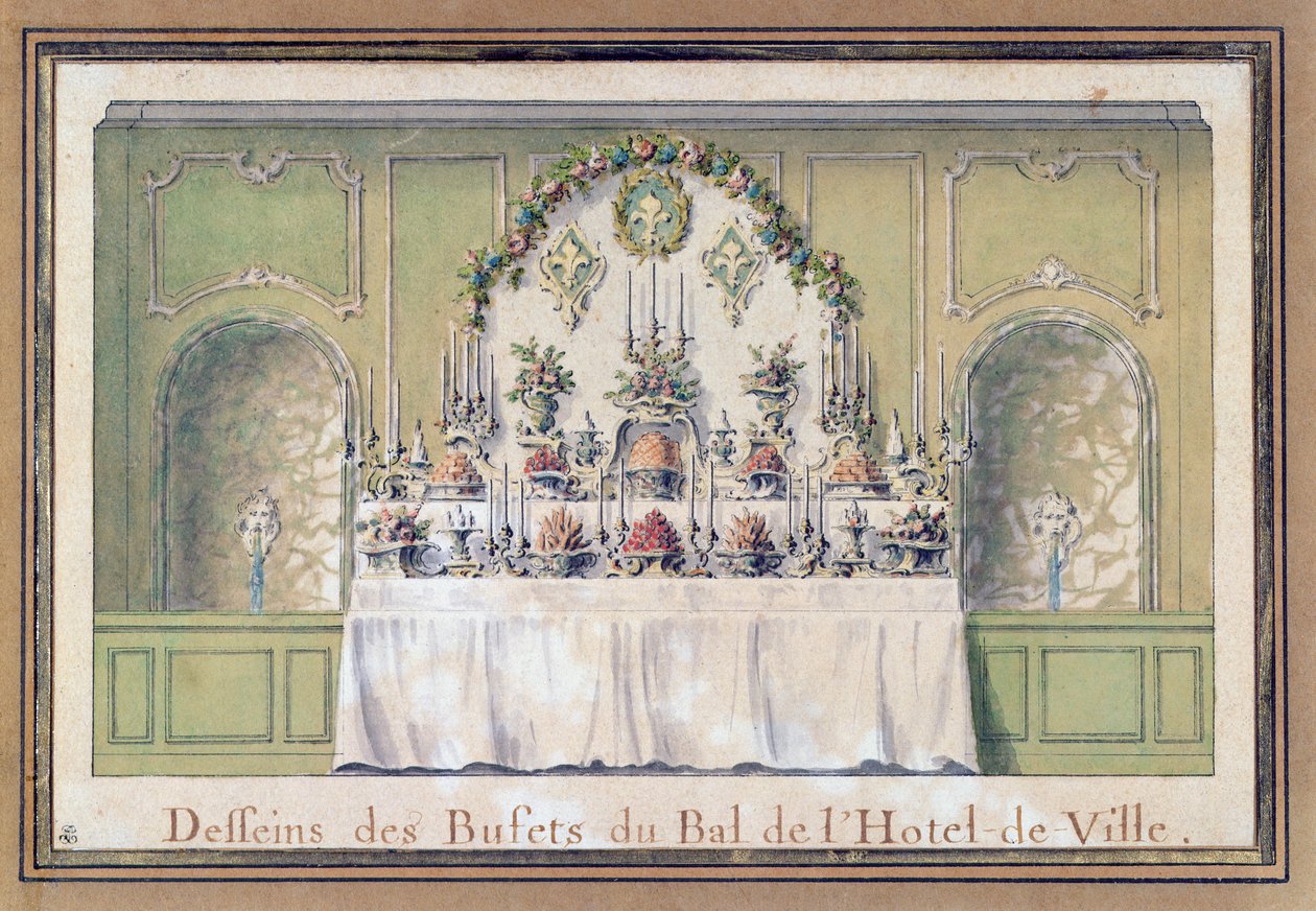 Buffet til en bal på Hotel de Ville, Paris, 1745 af Jacques François Blondel