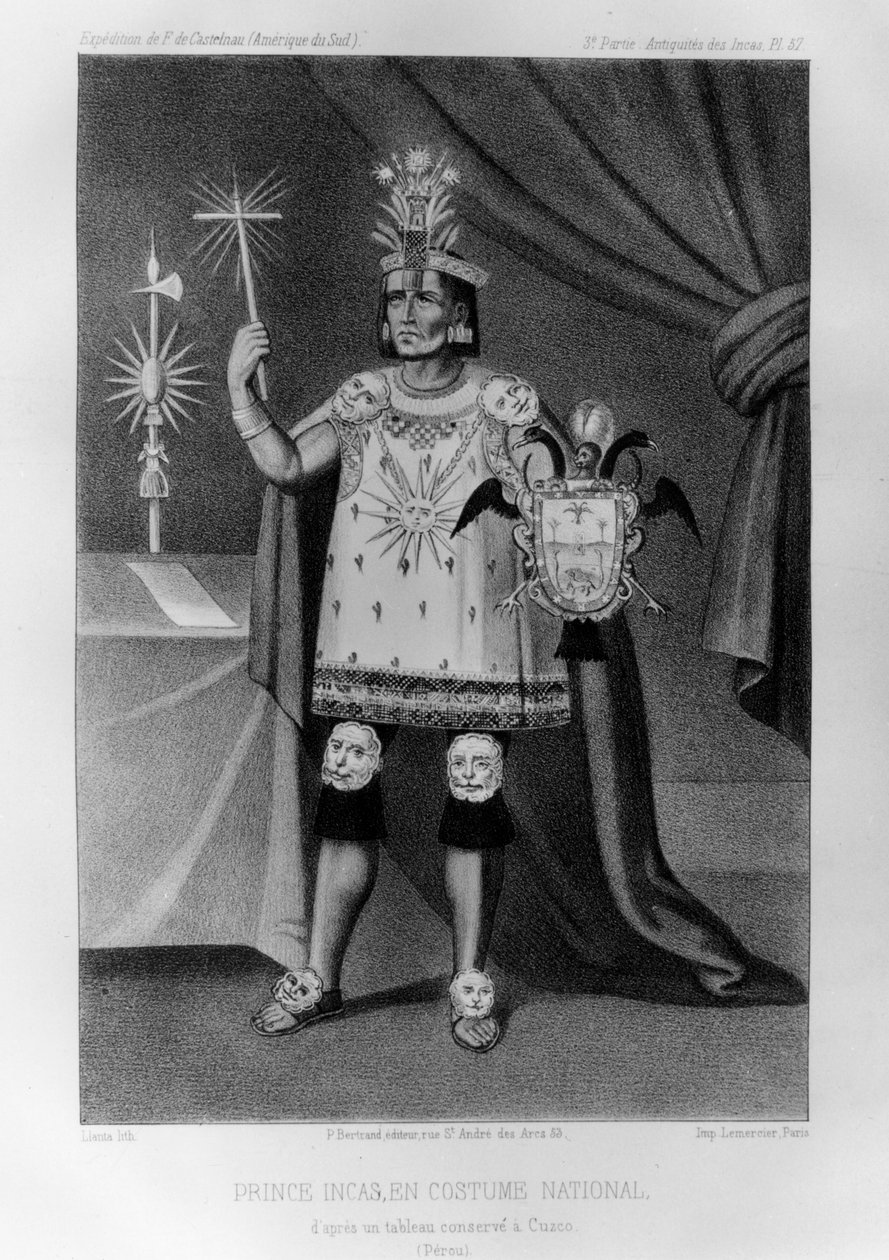 Inkaprins, nationaldragt, 1852 af Jacques Francois Gauderique Llanta