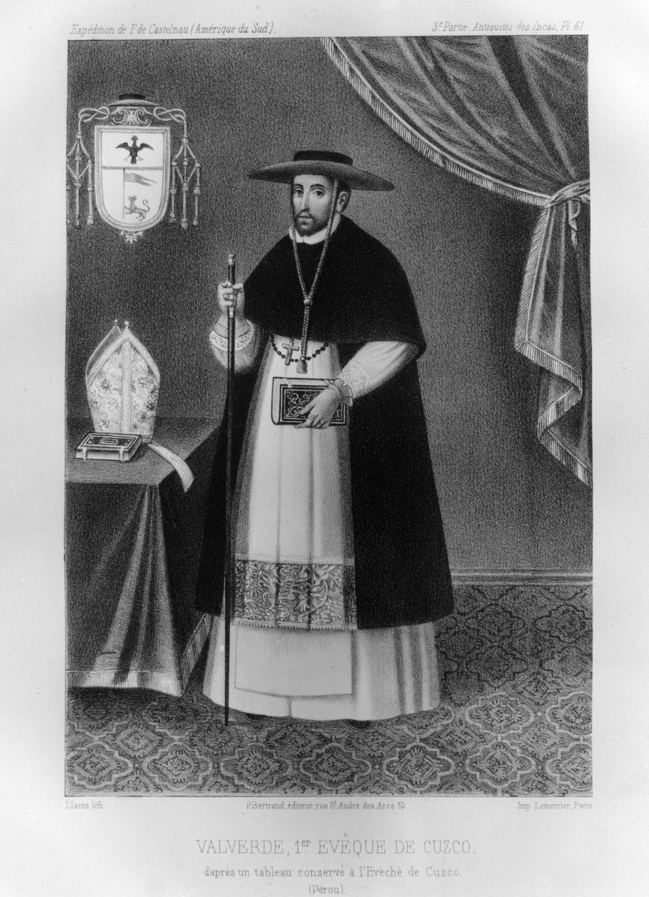 Vincente de Valverde, første biskop af Cuzco, 1852. af Jacques Francois Gauderique Llanta