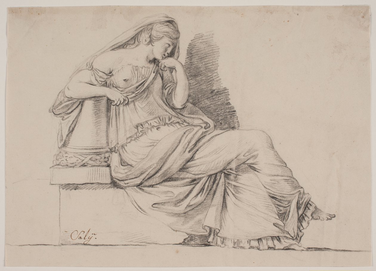 Allegori. Sørgende kvindefigur af Jacques Francois Joseph Saly