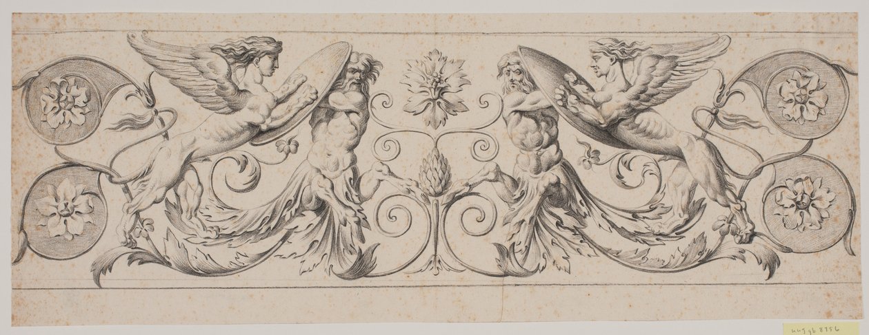 Dekorativ frise med kentaurer og sfinkser af Jacques Francois Joseph Saly