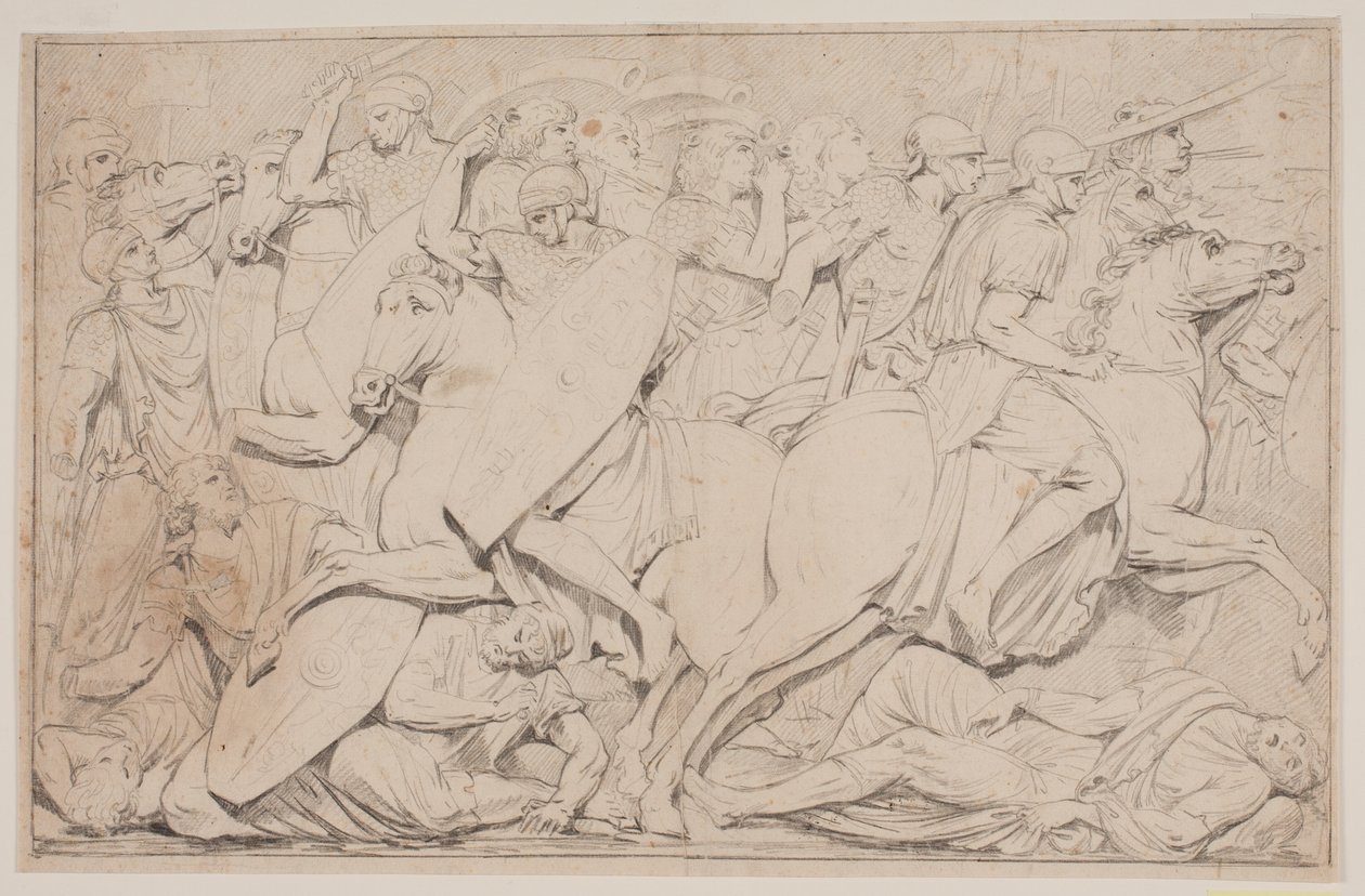 Kampscene med faldne fjender af Jacques Francois Joseph Saly