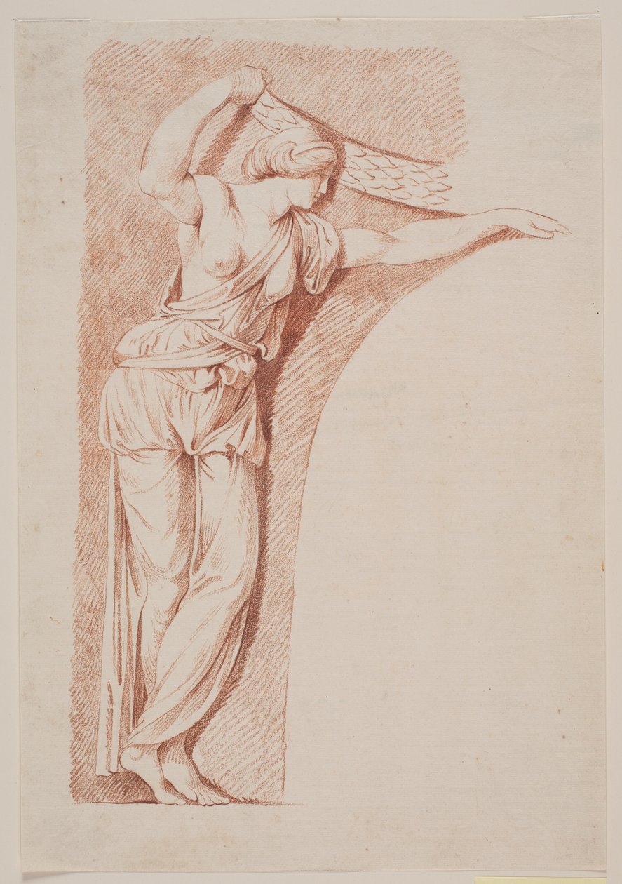 Kvindefigur i klassisk dragt anbragt i en niche af Jacques Francois Joseph Saly