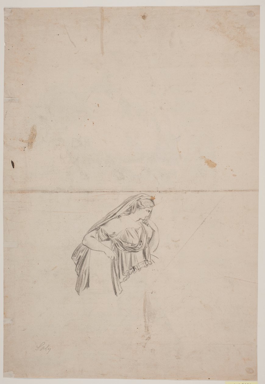 Studie til sørgende kvindefigur af Jacques Francois Joseph Saly