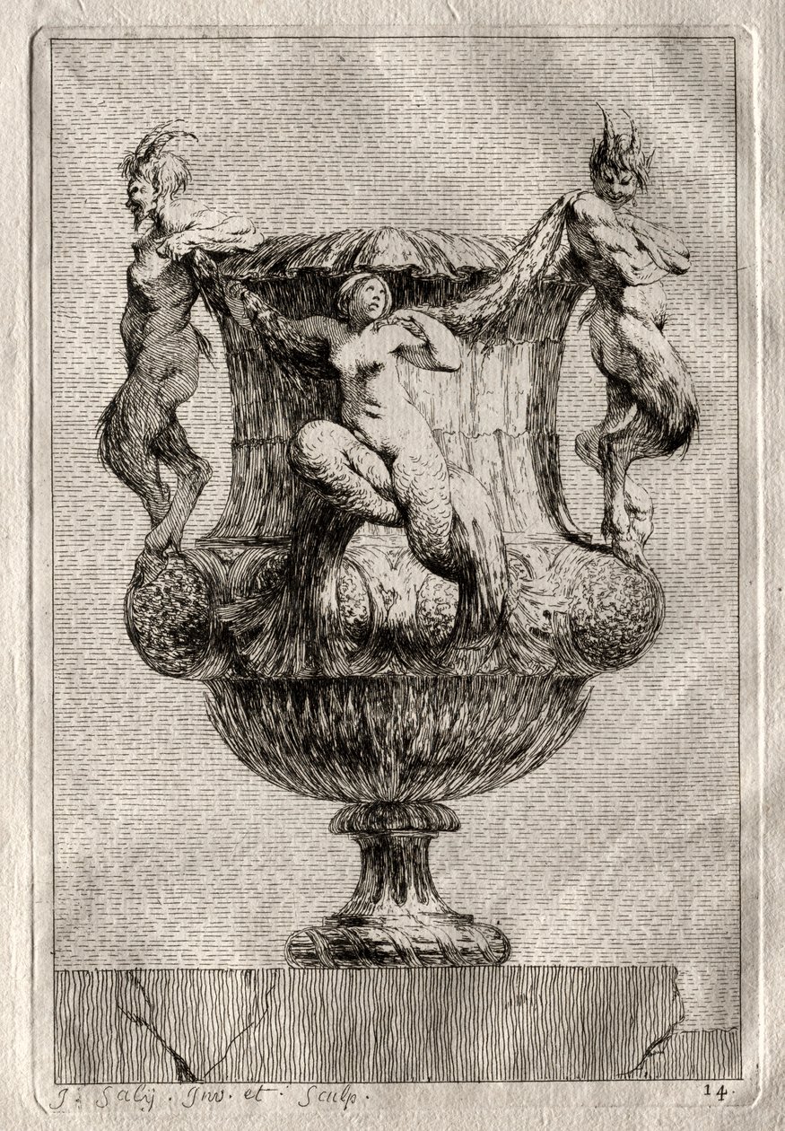 Suite af vaser: Tavle 14, 1746. af Jacques Francois Joseph Saly
