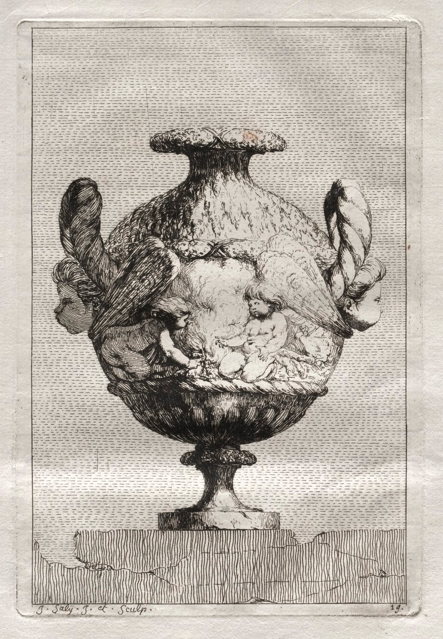 Suite af vaser: Tavle 19, 1746. af Jacques Francois Joseph Saly