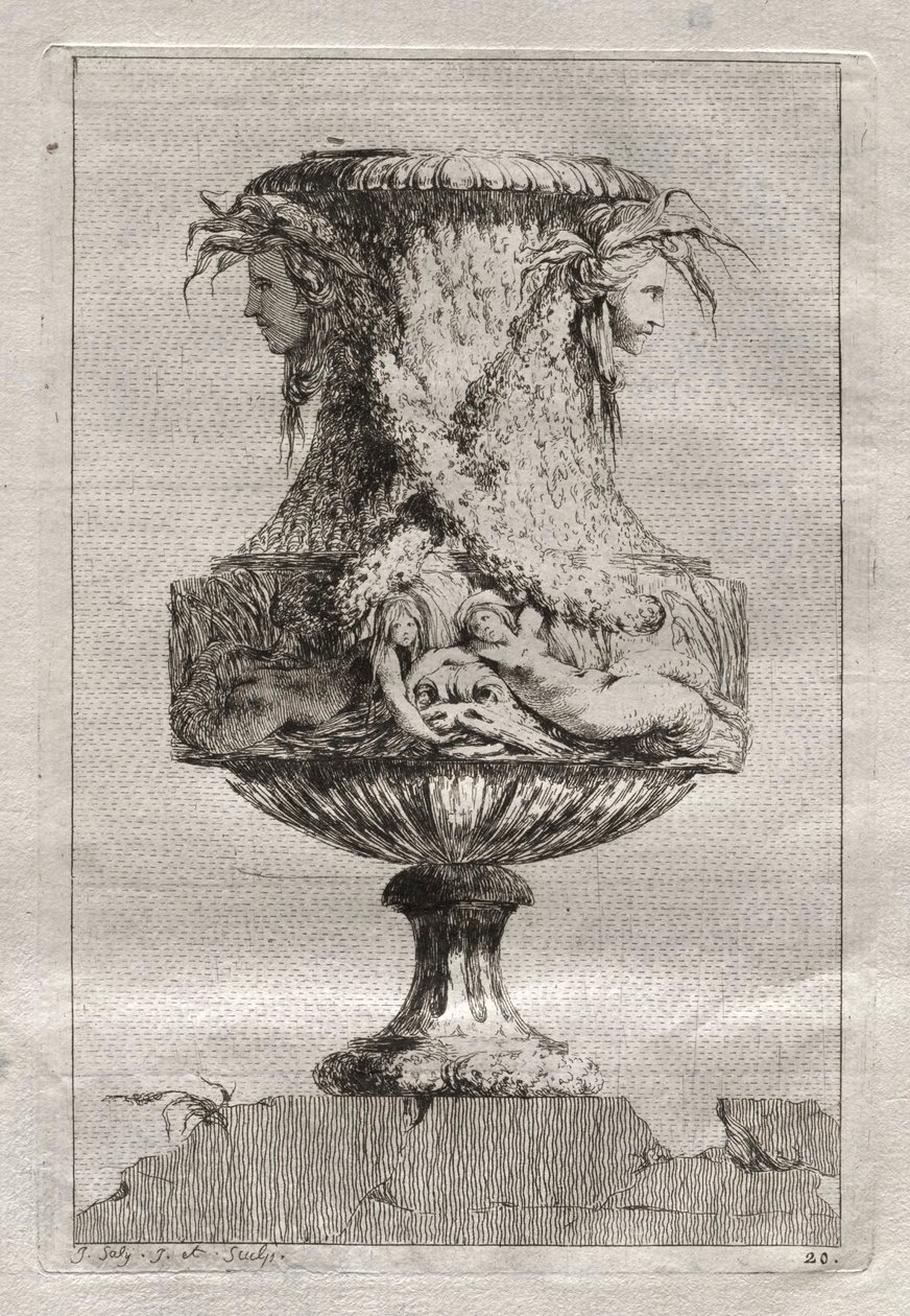 Suite af vaser: Tavle 20, 1746. af Jacques Francois Joseph Saly