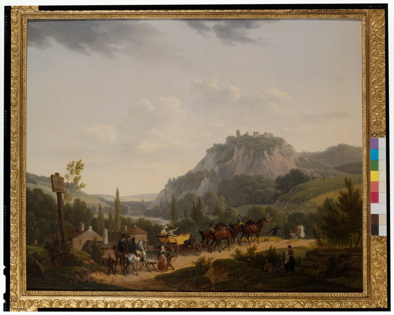 En gruppe rejsende i et landskab af Jacques Francois Joseph Swebach