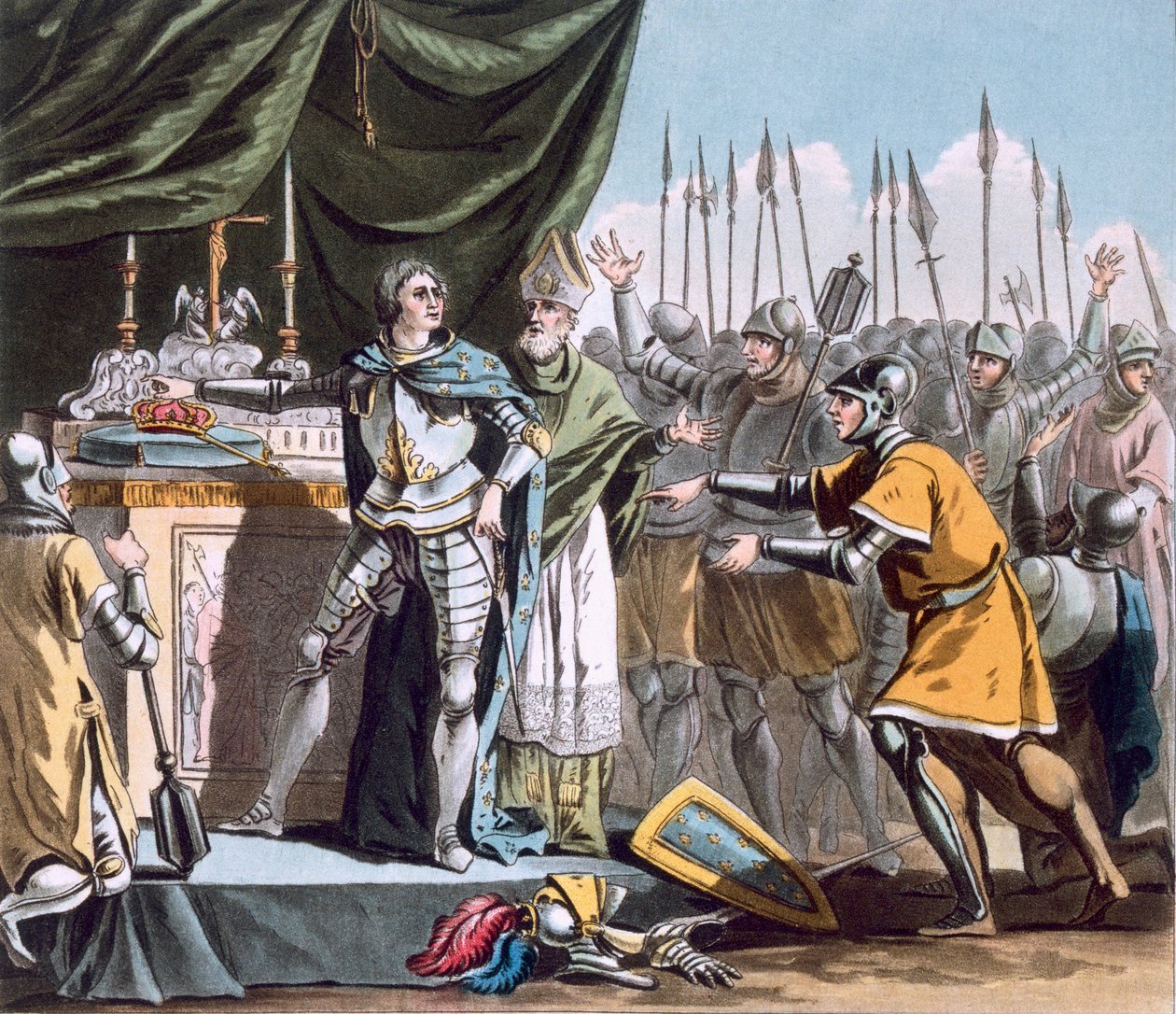 Bouvinernes historiske dag i 1214, indgraveret af Jean Baptiste Morret (fl. 1790-1820), 1790 af Jacques Francois Joseph Swebach